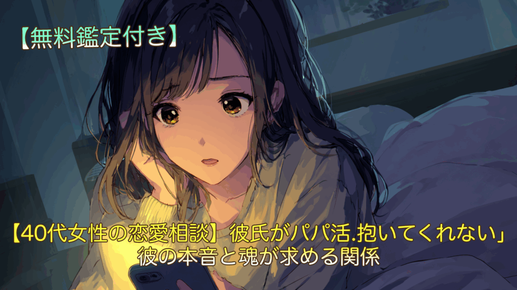 【40代女性の恋愛相談】彼氏がパパ活...「抱いてくれない」彼の本音と魂が求める関係